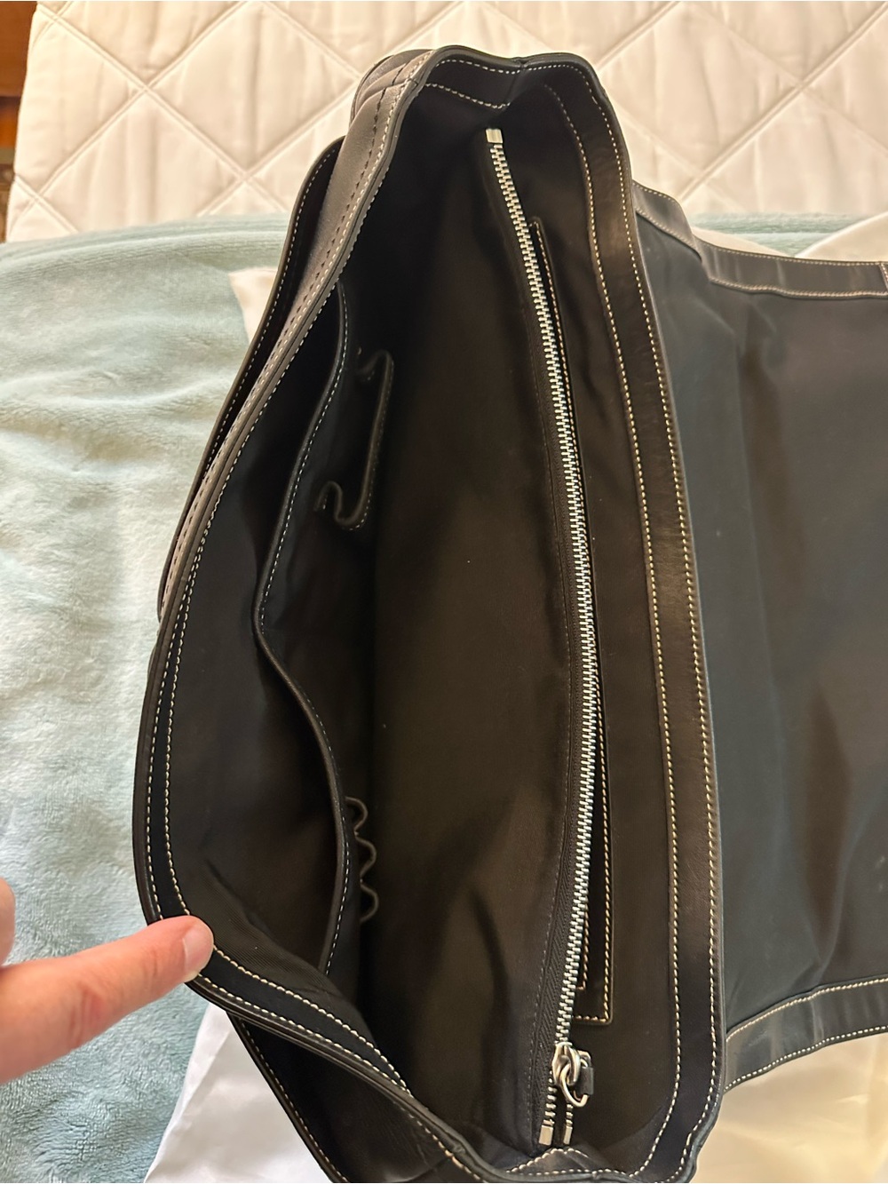 Coach Black Leather Messenger with Silver Buckle Accents - Picture 3 of 8
